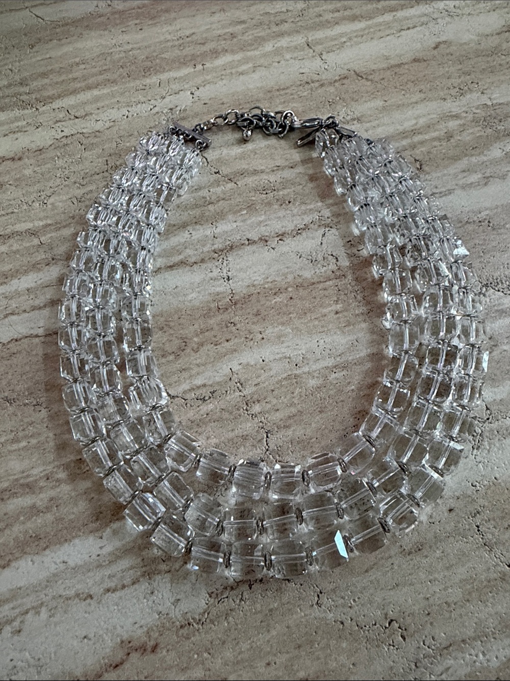 White House Black Market Clear Multi-Strand Crystal Choker Necklace